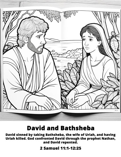 David and Bathsheba Bible Coloring Page -Free - Coloring With Faith