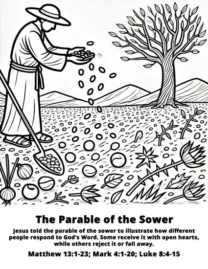 The Parable of the Sower Bible Coloring Page -Free - Coloring With Faith