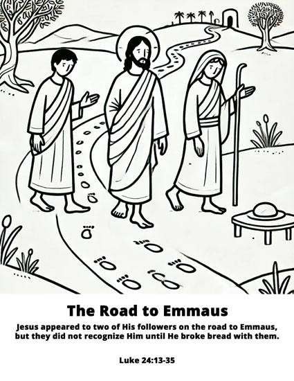 The Road to Emmaus Bible Coloring Page -Free - Coloring With Faith